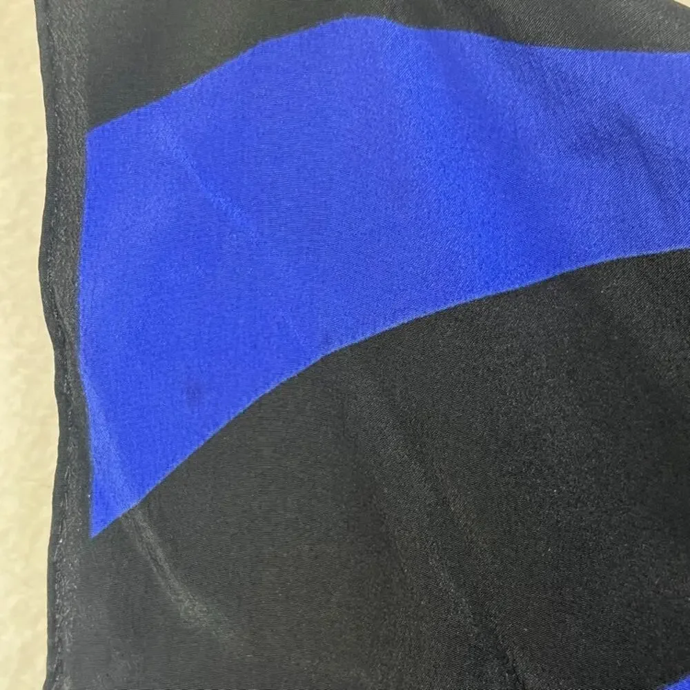 Christian Dior Silk Scarf Unisex Blue/Black Striped Pattern 14